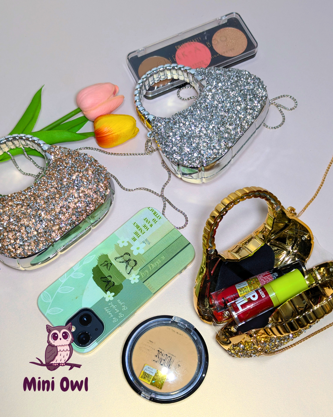 Rhinestone-encrusted acrylic mini clutch